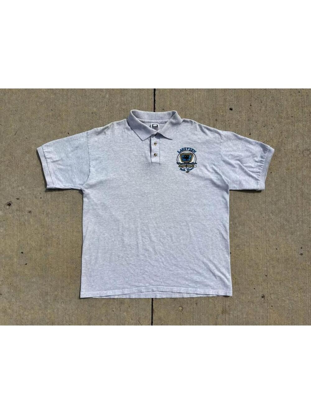 Vintage 90's Cotton Deluxe Gray Polo Shirt XL Short Sleeve